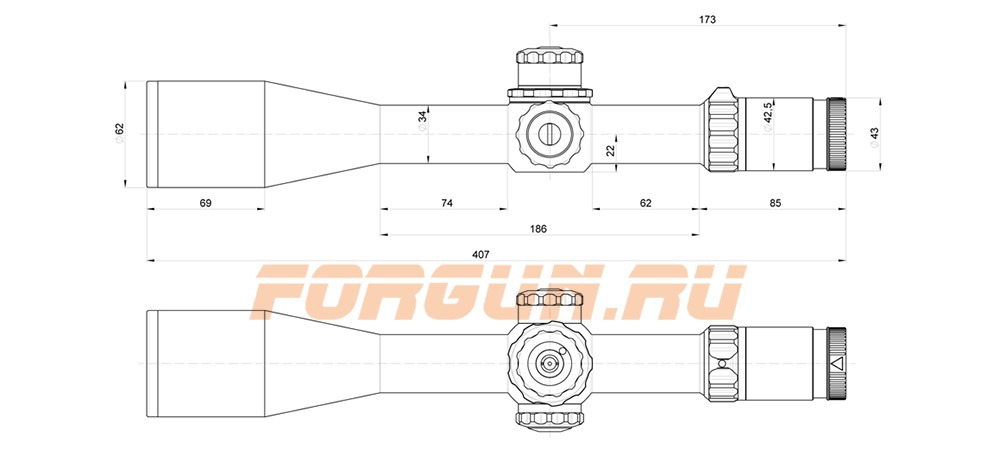 Схема оптического прицела Kahles K624i III 6-24x56 CC F1, SKMR2